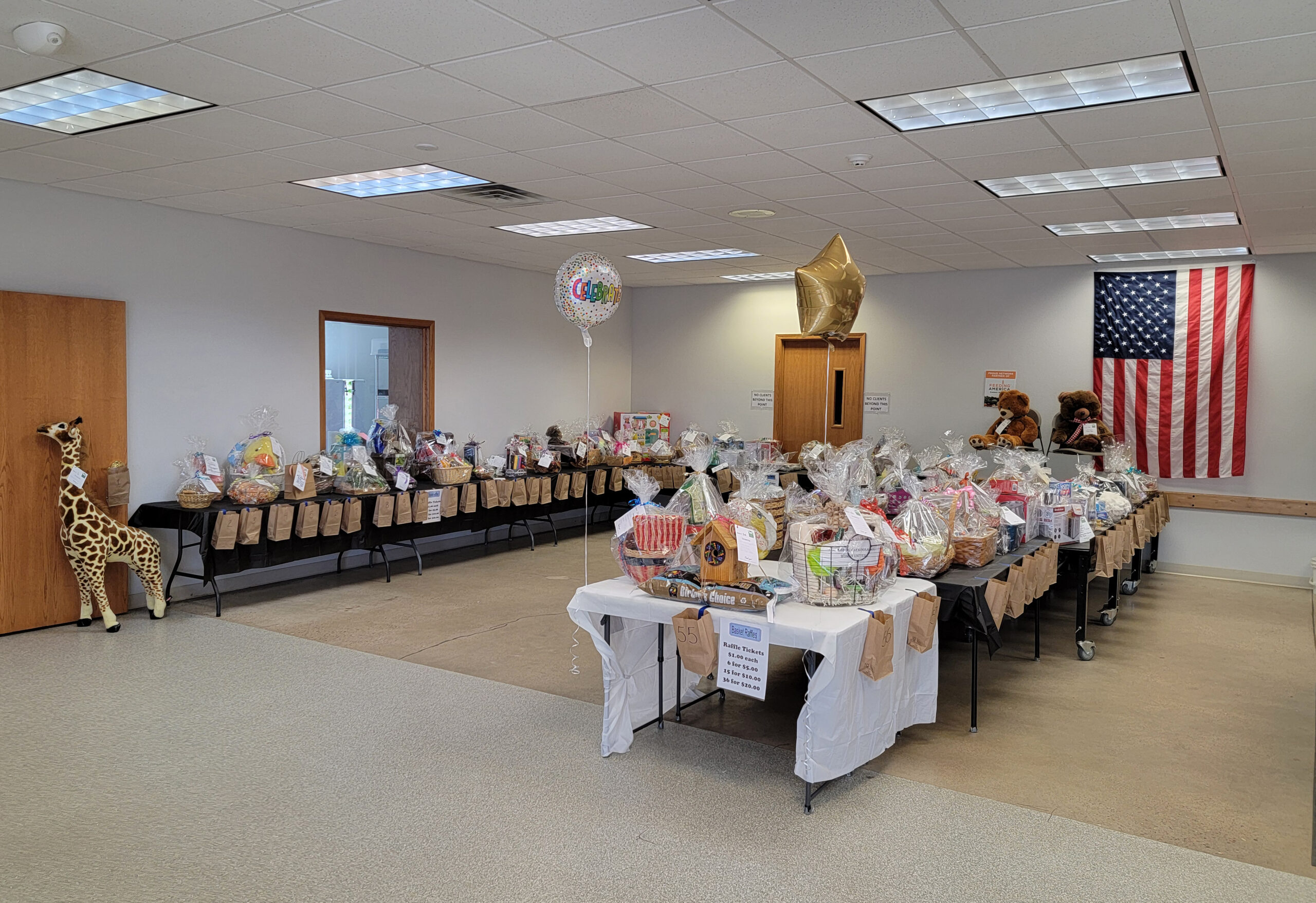 Empty Bowls - about 80 raffle baskets await guests for a chance to win!